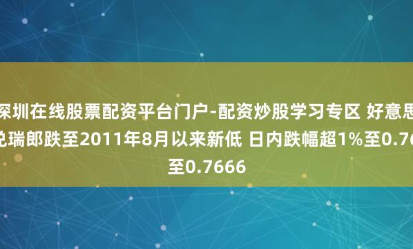 深圳在线股票配资平台门户-配资炒股学习专区 好意思元兑瑞郎跌至2011年8月以来新低 日内跌幅超1%至0.7666