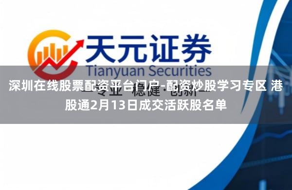 深圳在线股票配资平台门户-配资炒股学习专区 港股通2月13日成交活跃股名单