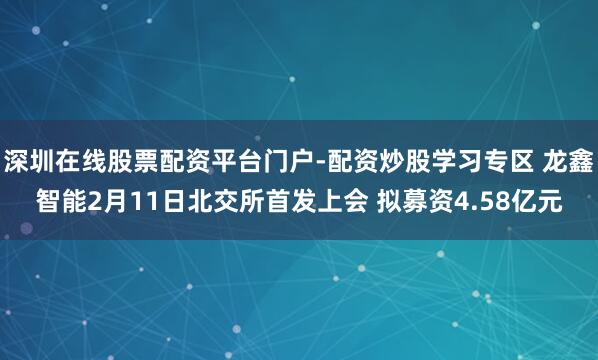深圳在线股票配资平台门户-配资炒股学习专区 龙鑫智能2月11日北交所首发上会 拟募资4.58亿元