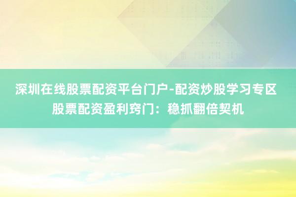 深圳在线股票配资平台门户-配资炒股学习专区 股票配资盈利窍门：稳抓翻倍契机