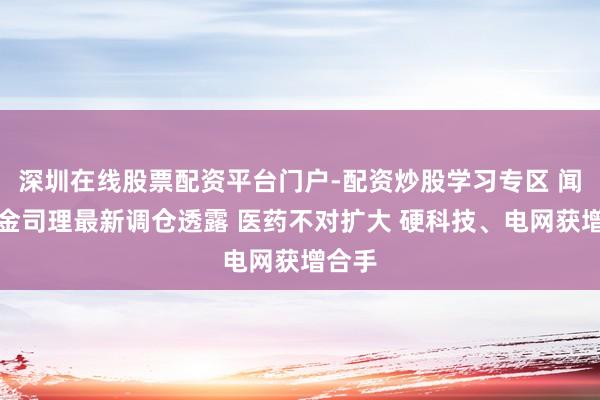 深圳在线股票配资平台门户-配资炒股学习专区 闻明基金司理最新调仓透露 医药不对扩大 硬科技、电网获增合手