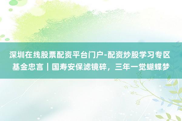 深圳在线股票配资平台门户-配资炒股学习专区 基金忠言｜国寿安保滤镜碎，三年一觉蝴蝶梦