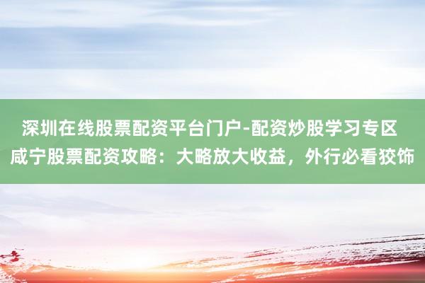 深圳在线股票配资平台门户-配资炒股学习专区 咸宁股票配资攻略：大略放大收益，外行必看狡饰